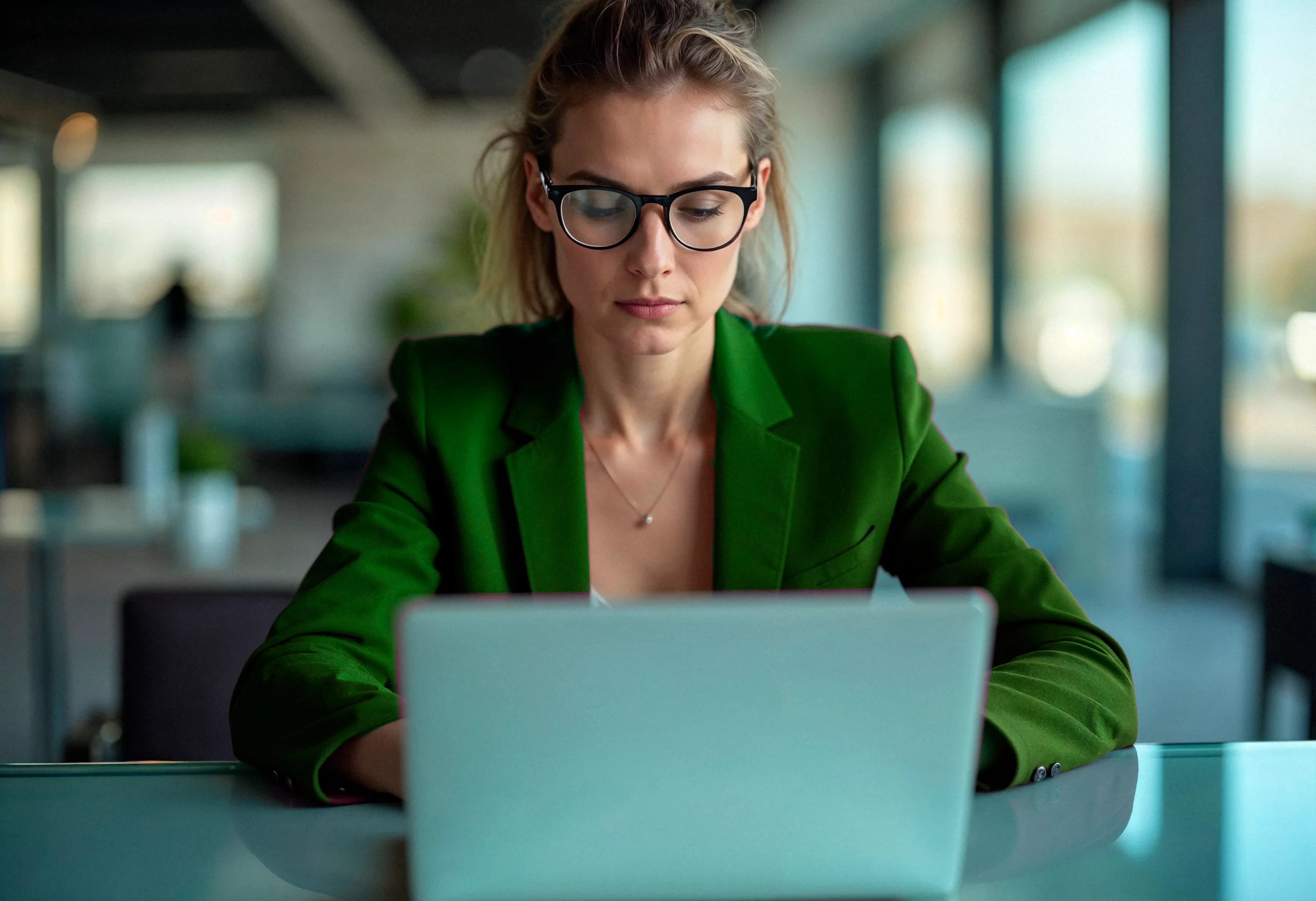 ragazza lavoro in ufficio al pc