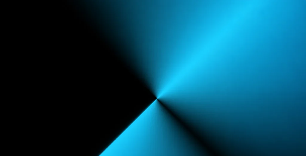 Abstract image with a gradient of black to blue forming a dramatic V-shape. The colors blend smoothly, creating a striking and mysterious tone.